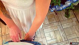 step sister give her pussy after christmas dinner xmas 2021 in homemade pov.