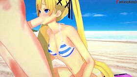 i'm marie rose in bikini having sex on the beach in this 3d anime hentai fantasy