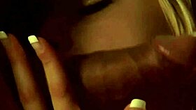 Amazing blonde seducing with a sensual blowjob