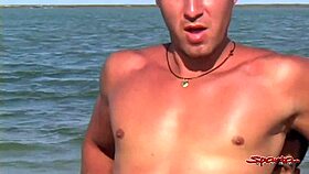 In Sparta, Four Young Gay Friends Enjoy a Rough Session on the Beach.