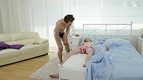 cute twinks having bareback fun on the bed, so hot!