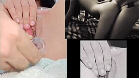 feeling so horny watching lesbian sex, masturbating hard