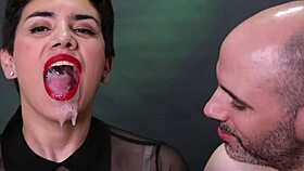 cum dripping from mouth after blowjob and handjob