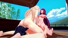 naruto hentai with tsunade senju and kushina uzumaki in a wild 3d threesome.