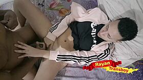 Young and straight twink gets dominated by hung trans men