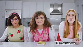 Book club turns into wild foursome with nerdy girlfriends