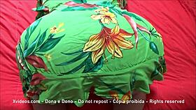 This Brazilian wife asks, Want to see my big ass under this skirt? as she teases you.