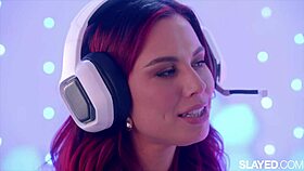 gamer-girl aidra gets slayed, can't resist playtime with avery.