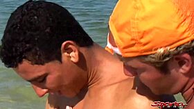 In Sparta, Four Young Gay Friends Enjoy a Rough Session on the Beach.