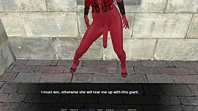 In Last Lustful War, Nastya's ending involves intense anal and blowjob scenes with shemale creampie