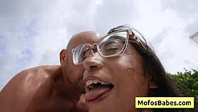 Petite slutty brunette Sona Bella deepthroats JMac's monster cock then gets hairy cunt fucked hard 😍