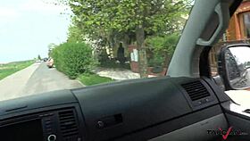 look at this dirty whore bent over in the van, ready to get smashed in her ass?