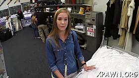 couple explores naked intimacy in a shop setting with amateurs