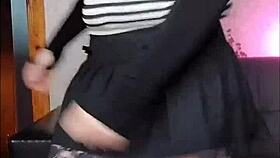 Sissy Crossdresser in Sexy Dress Shows Big Ass White Boy Charm