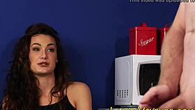 Clothed Brunette Watches In Humiliation Femdom Scene