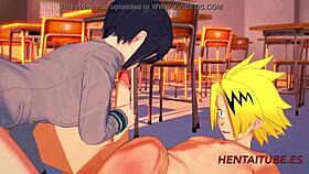 boku no hero hentai jiro kyoka blowjob boobjob 2