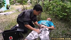 Asian Twink Seduced By Stud Doctor Outdoors