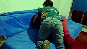 We are young couple filming our romantic foreplay.