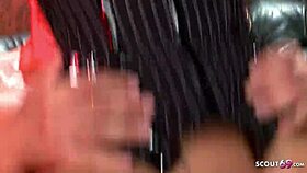 Stacey saran gets rough fucked by fat cock on her pierced clit and big boobs in fishnets.