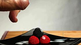 Watch this cfnm handjob cum on candy berries and food, wanna try it?