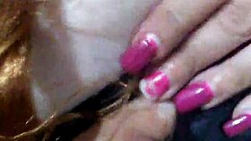 face mask on, black dildo in mouth