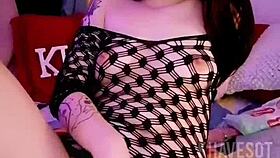 khavesot the chilena enjoys riding in her punk fishnets