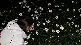 Intimate session with housekeeper after garden walk