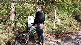 check out this curvy milf in butt-less jeans flashin’ on the bike trail. wild exhibitionist vibes!