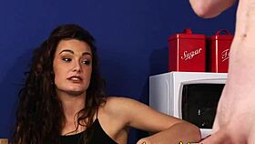 Clothed Brunette Watches In Humiliation Femdom Scene