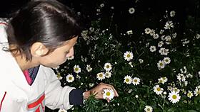 Intimate session with housekeeper after garden walk