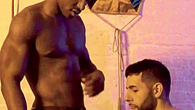 Black Hunk Dominates White Bodybuilder