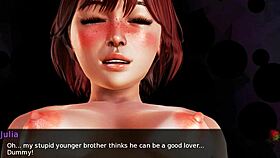 Redhead stepsister teases in anime hentai game.