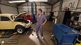 Gay Twink Mechanic Delivers Intense Blowjob And Anal Fuck Before Boss Arrives