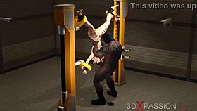 I watched this sexy busty slut get fucked hard in restraints by a massive black cock