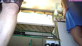 Hey, caught my sexy blonde step sister on voyeur cam upskirting at work, so hot! 😍