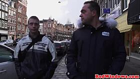 European Tourist Sucks Cock In Amsterdam, Gets Jizz On Tits