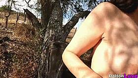 This big-ass babe loves outdoor fucking and sensual stripping