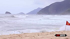 Watch the naughty surfer get caught in a tricky situation