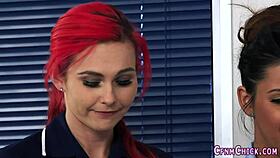 Nurses suck cock in CFNM group session!