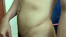 Gay vietnamese guy masturbates passionately.