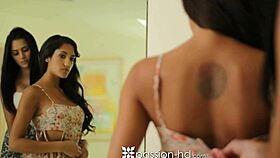 Passion-hd features two gorgeous brunettes in a threesome scene.