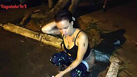 hot skinny latina milf vagninho and holy rubi piss and show ass in park