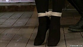 Tied Slave Endures Caning