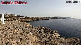 horny spanish couple bends over for threesome on beach