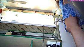 Hey, caught my sexy blonde step sister on voyeur cam upskirting at work, so hot! 😍