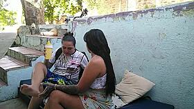 it's a beautiful day, let's enjoy sex outdoors with my friend's whore