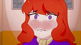 red-haired daphne strips in toilet for unknown guy in scooby-doo parody