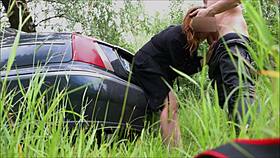 Hey, my hot wife got an outdoor anal creampie in the forest with a redhead twist!