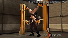 I watched this sexy busty slut get fucked hard in restraints by a massive black cock