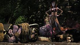 In the void, a busty alien begs for licking and fucking